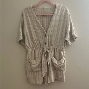 White Birch Cream Striped Jumpsuit